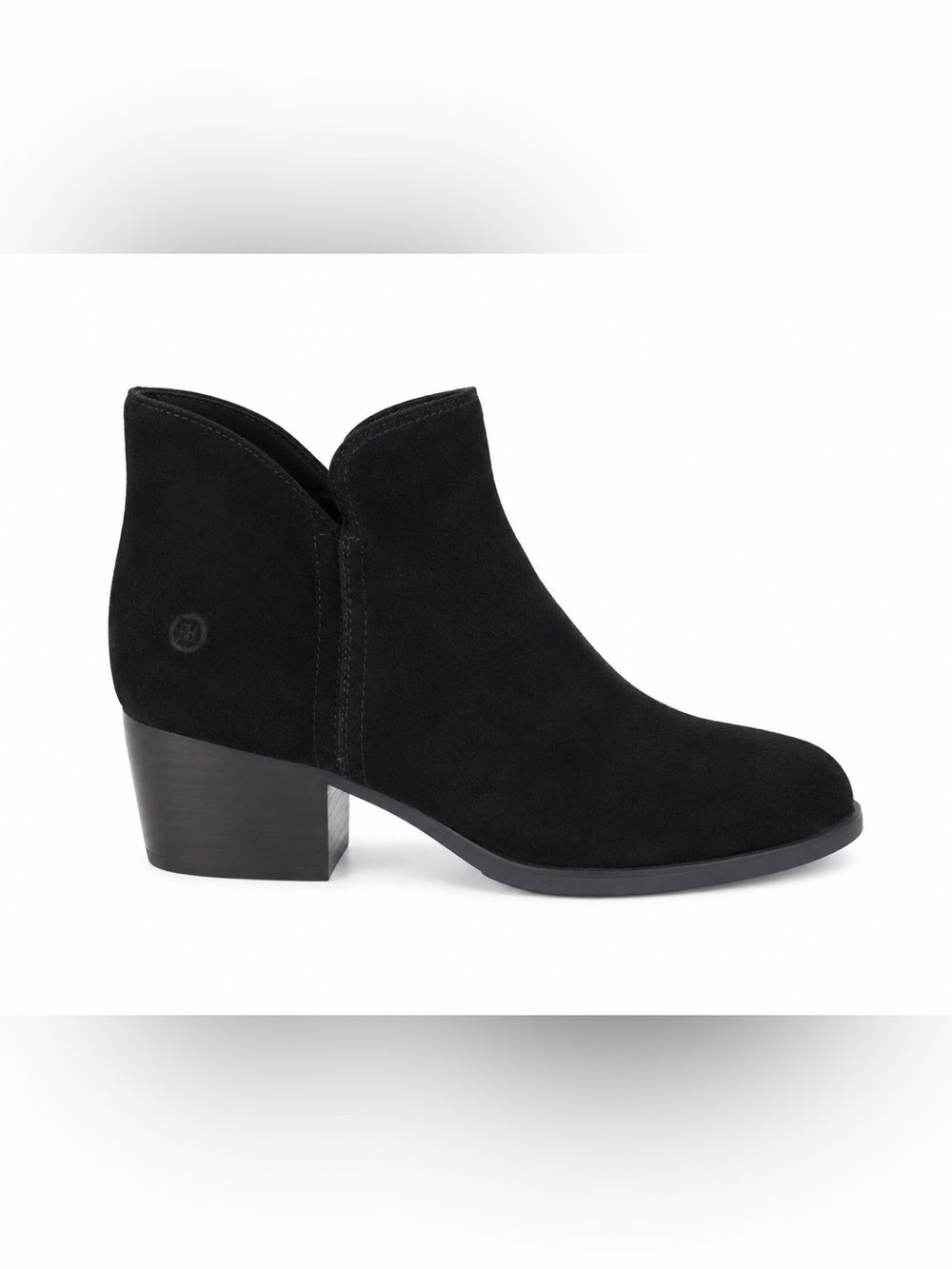 Born Olivia Suede Leather Ankle Heeled Boots Side Zip Size 8M Black